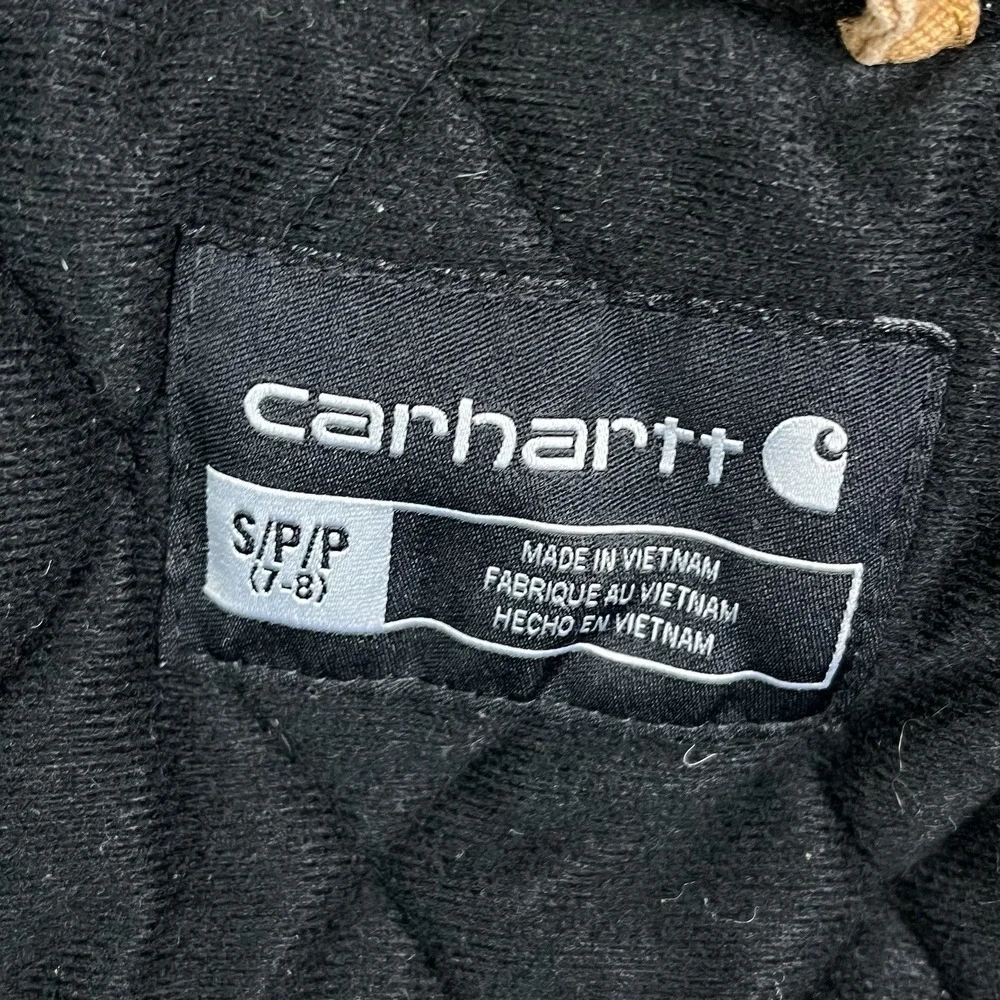 Carhartt‎ Canvas Quilted Lined Jacket Tan Brown Distressed Kids Small